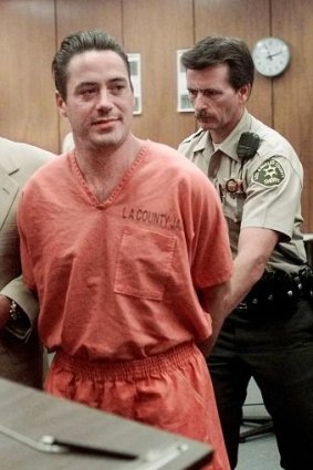 Bad day: Actor Robert Downey Jr. at the Municipal Court in Malibu, California, following his sentencing in August 1999.