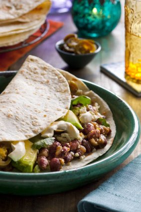 Baleadas with red beans and feta.