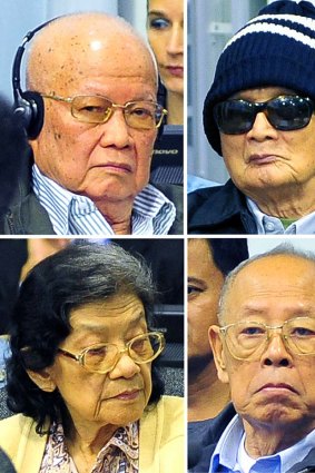Khieu Samphan (top L), Nuon Chea (top R), Ieng Thirith (bottom L) and  Ieng Sary (bottom R).