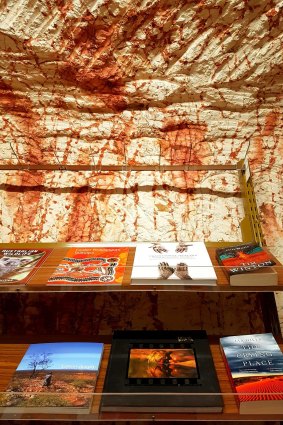 'The Crying Place' sits among other books in Coober Pedy's underground bookshop.