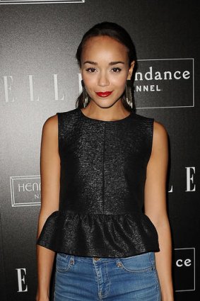 Ashley Madekwe glams up casual denim for a Hollywood event.