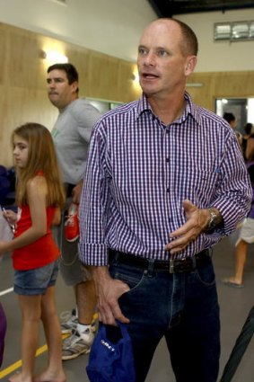 Campbell Newman campaigning in Brisbane yesterday.
