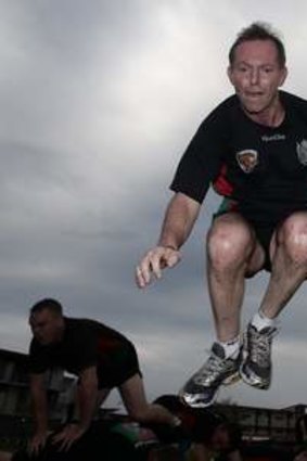 No rest: Tony Abbott works hard at staying fit.