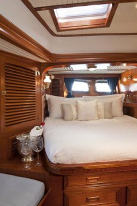 One of the yacht's cosy cabins.
