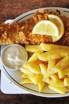 The flagship dish as served by the Magpie Cafe, Whitby, Yorkshire.