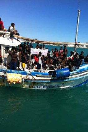 Forcibly returned: The asylum seekers on board last week.