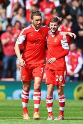 Double act: Rickie Lambert, left, and Adam Lallana are both on the plane, after strong seasons with Southampton.