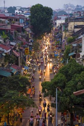 Motorbikes in the Old Quarter, Hanoi.