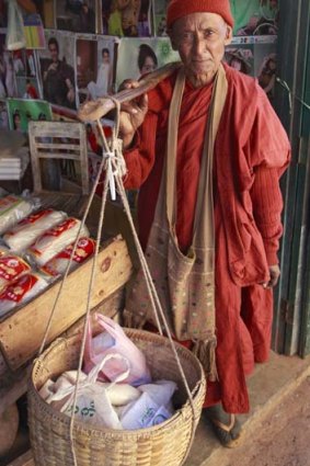 A monk at a Kalaw market.
