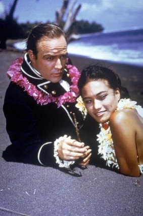 Marlon Brando in Tahiti filming <i>Mutiny on the Bounty</i>.