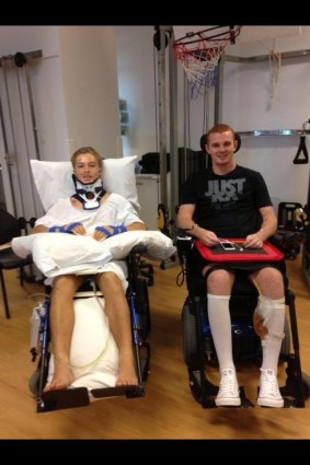 Junior rugby league player Curtis Landers and Newcastle Knights injured forward Alex McKinnon met in the spinal ward of the Royal North Shore Hospital on June 3.