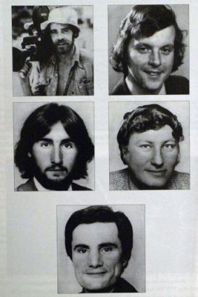 The Balibo Five: (Clockwise from top-left) Brian Peters, Malcolm Rennie, Gary Cunningham, Greg Shackleton and Tony Stewart.