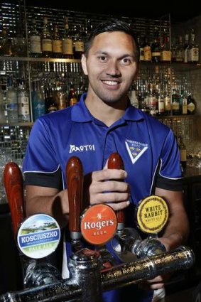 Jordan Rapana pulled beers while trying out for the ACT Brumbies.