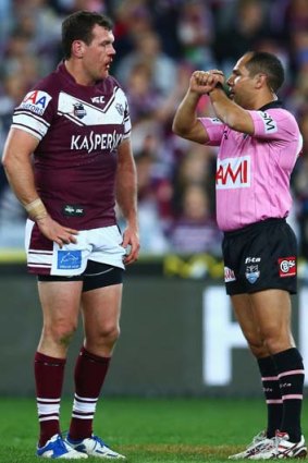 Nervous wait ... Jason King of the Sea Eagles is placed on report.
