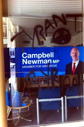 Queensland Premier Campbell Newman's electorate office has been vandalised.