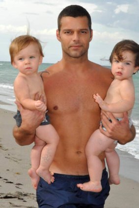 Ricky Martin with his twin sons Matteo and Valentino.