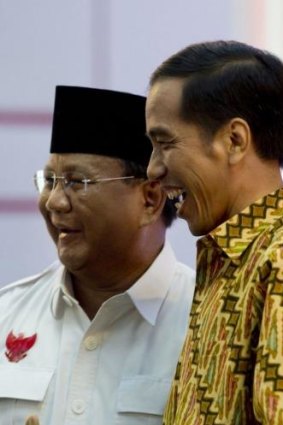 Puzzled by Australia: Indonesian presidential rivals Prabowo Subianto (left) and Joko Widodo at their debate on Sunday night.