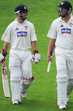 Victoria's Matthew Wade and Cameron White batting during the Sheffield Shield final, 2009.