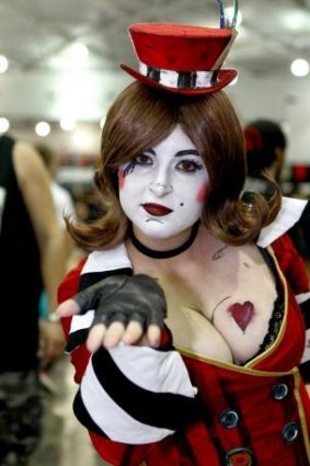 Dani Hinton, dressed as Mad Moxxi from Borderland, traveled all the way from Cairns to be at the Supanova convention at the Brisbane Exhibition and Convention Centre.