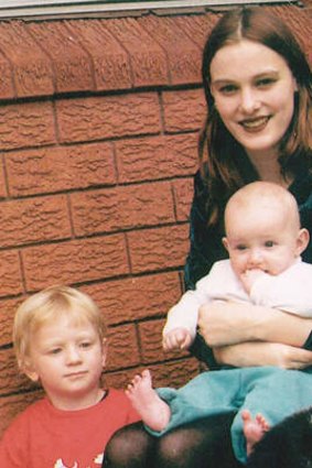 Mother of two: Belinda Peisley with her sons Billy Moffett on her lap and Cody Peisley.