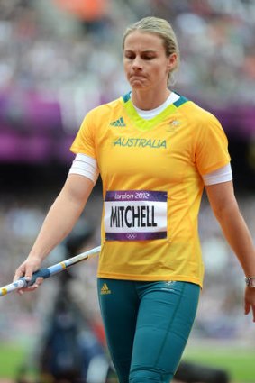 Kathryn Mitchell during the qualifying round of the women's javelin.