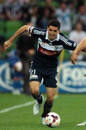 Tom Rogic makes a run during the match against Adelaide United.