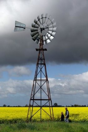 Glenn Trewick and his son Samuel at their Elmore canola farm.