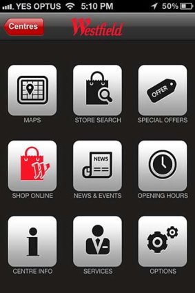 A screenshot of the Westfield app for iPhone.