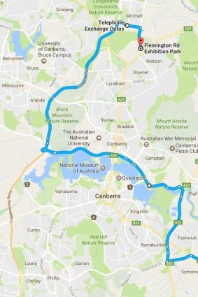 The route for Sunday's big Convoy for Cancer Families.