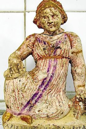 An Adamic limestone statue found among the ruins of a Greek queen's temple in Alexandria.
