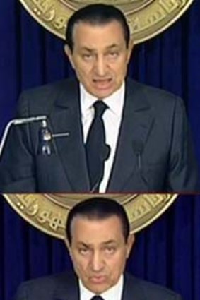 Hosni Mubarak addressing the nation.