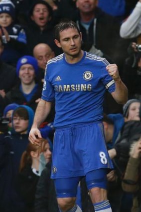 Frank Lampard celebrates a goal against West Ham United in 2013. 