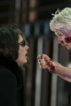 Robyn Nevin confronts Melita Jurisic in <i>Women of Troy</i> (2008).