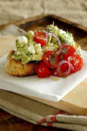 Go-to cafe breakfast ... the FAT: feta, avocado, and tomato on toast.