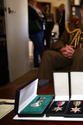 Vic Lederer's replaced medals awarded for his service during World War II.