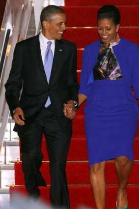 Red carpet ... Barack and Michelle Obama.