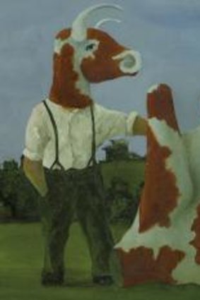 John Kelly's <i>Cow Man and Upside Down Cow</i>, 1992.