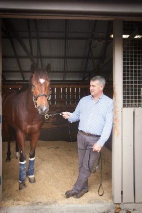 If the shoe fits: Hawkesbury trainer Noel Mayfield-Smith and his luckless gelding Famous Seamus.