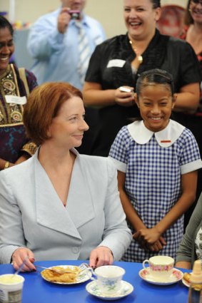 Julia Gillard visits a school in Sydney.