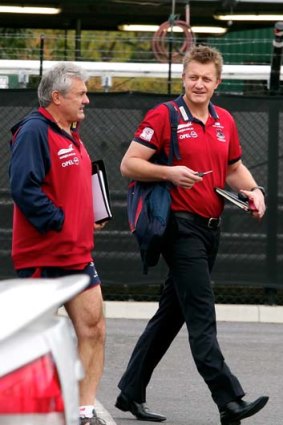 Mark Neeld arrives for the meeting along with Neil Craig.