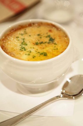 The one dish you must try ... onion soup gratinee, $10.