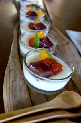 Fresh fruit desserts at Pakelang Boat House in Hualien County.