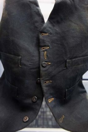 A life under the ocean waves ... passenger William Henry Allen's wool black vest is seen among artifacts recovered from the RMS Titanic wreck site.