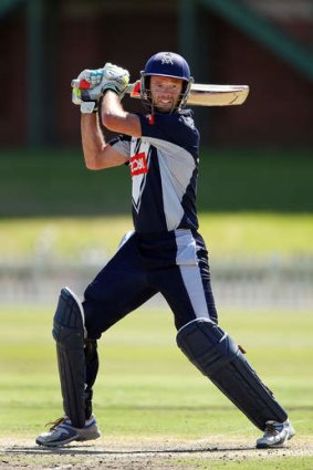 Victoria's Rob Quiney in action against the England Lions.