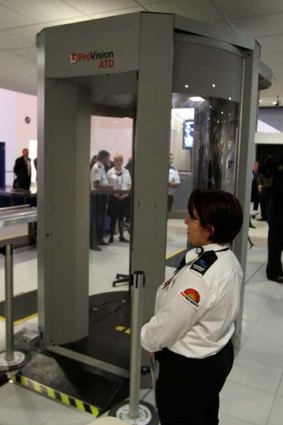 Invasion of the body scanners ... a full body security scanner at Sydney's international airport.