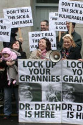 Just say no … anti-Nitschke protestors in Ireland in 2011.