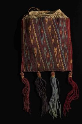 Pouch with tassels, circa AD400, wool and cotton, woven.