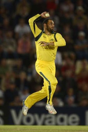 Fawad Ahmed in Twenty20 action for Australia.