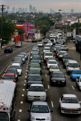 Peak hour traffic along Paramatta Road. The Prime Minister and Opposition Leader have pledged funds for WestConnex as campaign for western Sydney heats up.