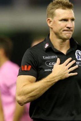 Nathan Buckley leaves the field at three-quarter time.